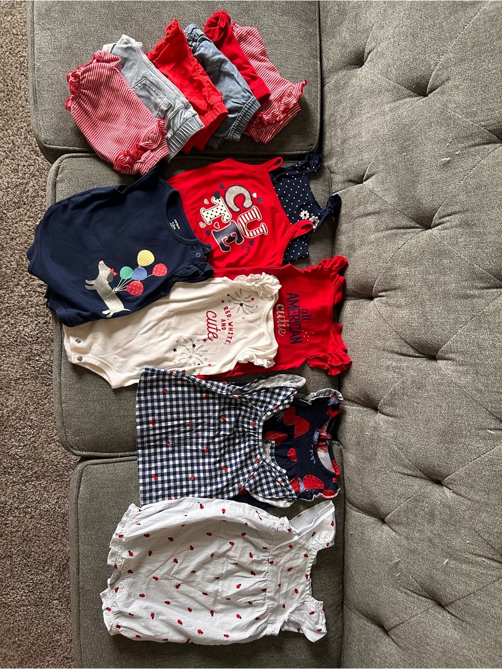 Baby Girls Patriotic Onesie & Dress Mix - Red, Navy, White 12 months